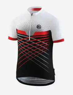 maillot vélo enfant SHIRO noir, blanc et rouge