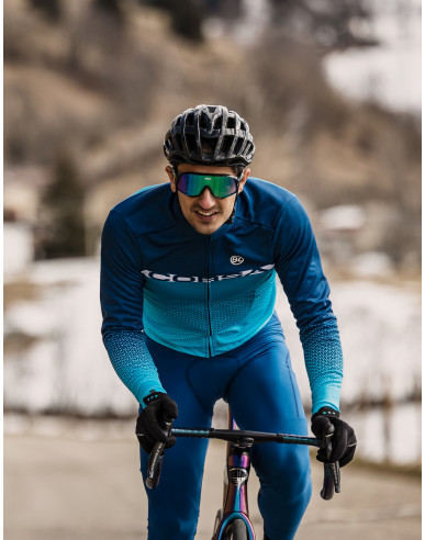 Shimano Cycling Shirt Long Sleeves Mens 2XL/2TG Gray Blue Jersey
